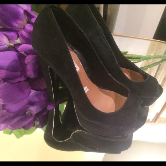 Steve Madden Black open toe suede high heels - Picture 1 of 5